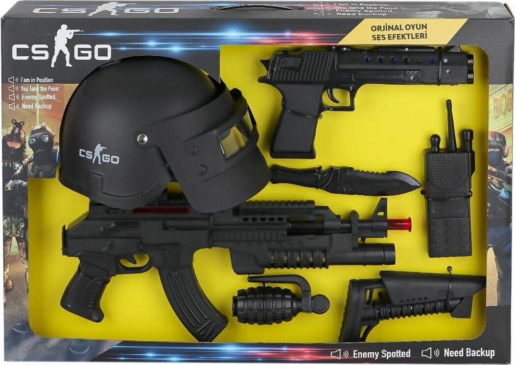 Akıllı Bayi ER-120M Cs Go Kask ve Silah Oyun Seti -Erdem Oyuncak