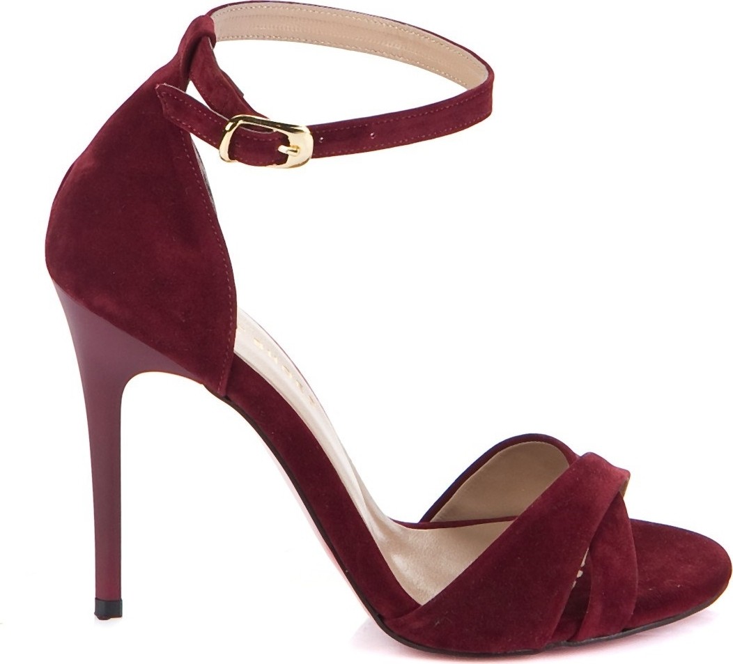 Fox Shoes Bordo Süet Kadın Topuklu Ayakkabı 7749113702 görsel 3