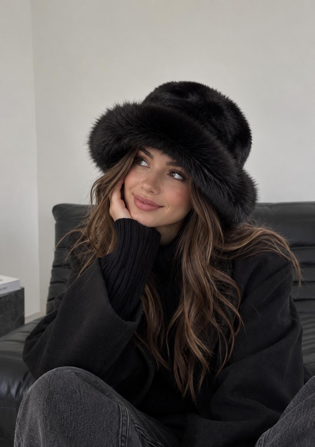 Wearflawless Kadın Peluş Kürklü Şapka, Yumuşak Sıcak Tutan Kışlık Bucket Şapka, Suni Kürk Trend Kışlık Şapka görsel 2
