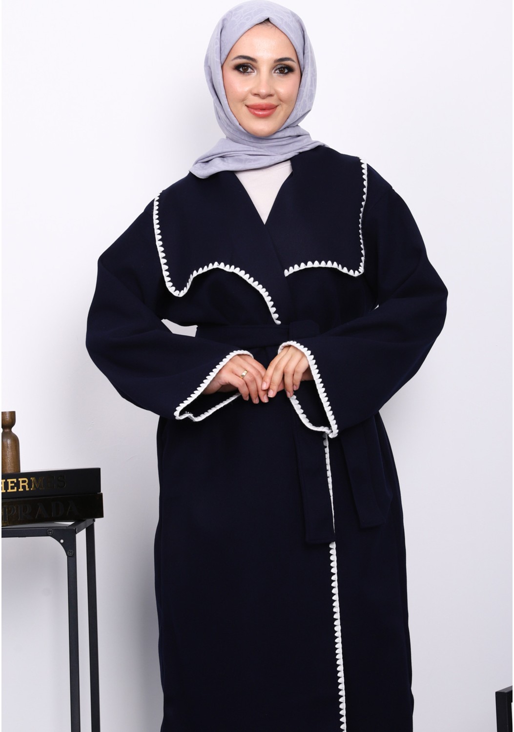 İmaj Butik Taş Çoban Dikişli Şal Yaka Kaşe Kaban görsel 3