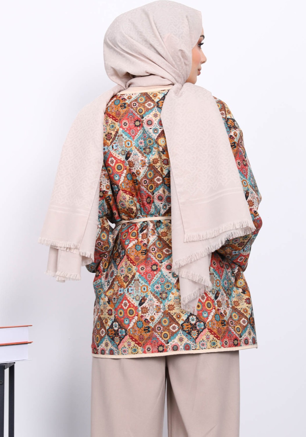 İmaj Butik Krem Desenli Çıtçıtlı Ceket görsel 4