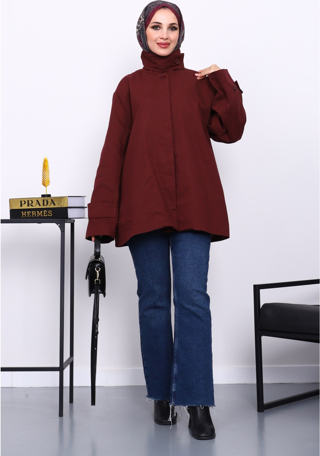 İmaj Butik Haki Düğmeli Astarlı Gabardin Ceket görsel 2
