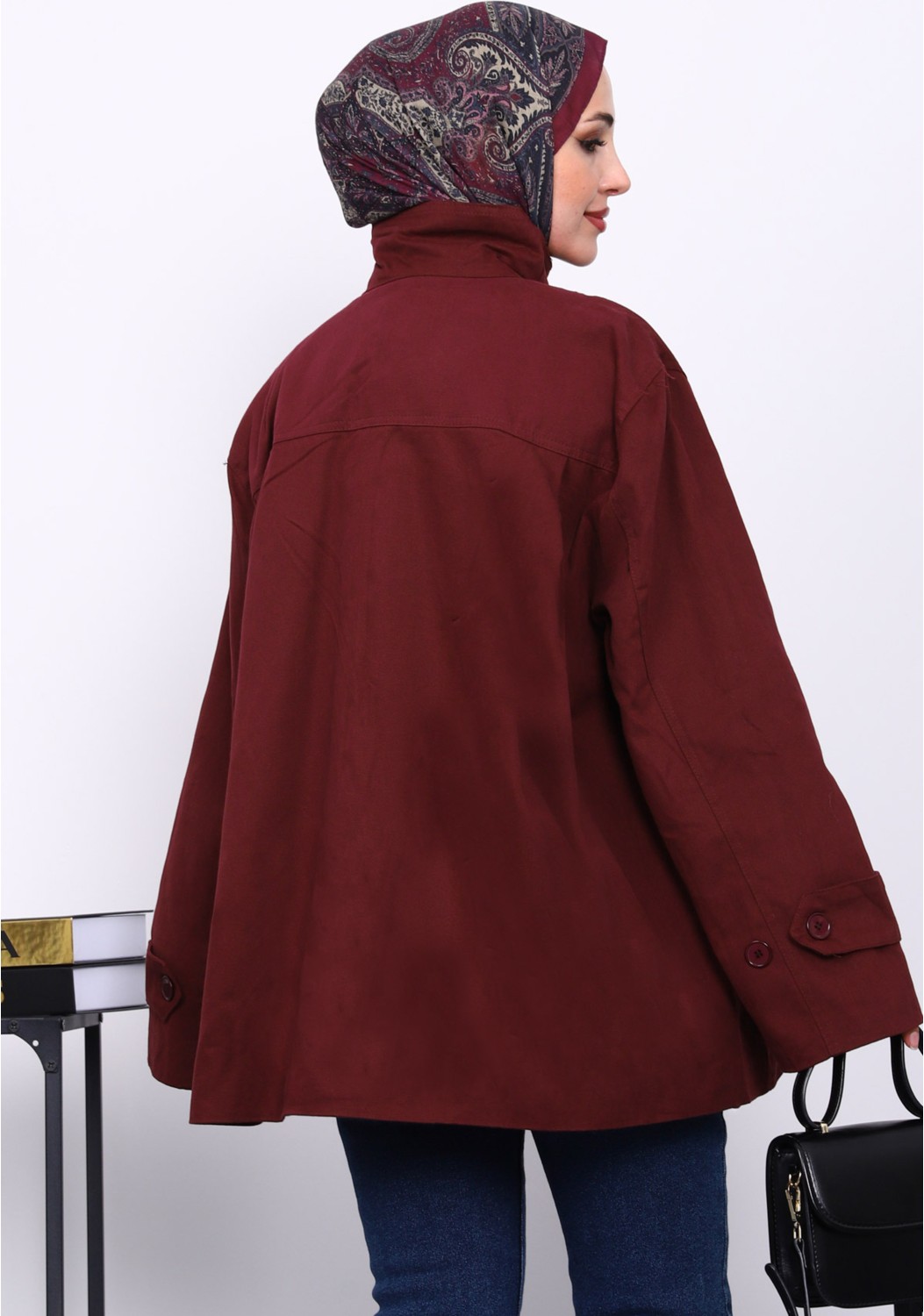 İmaj Butik Haki Düğmeli Astarlı Gabardin Ceket görsel 4