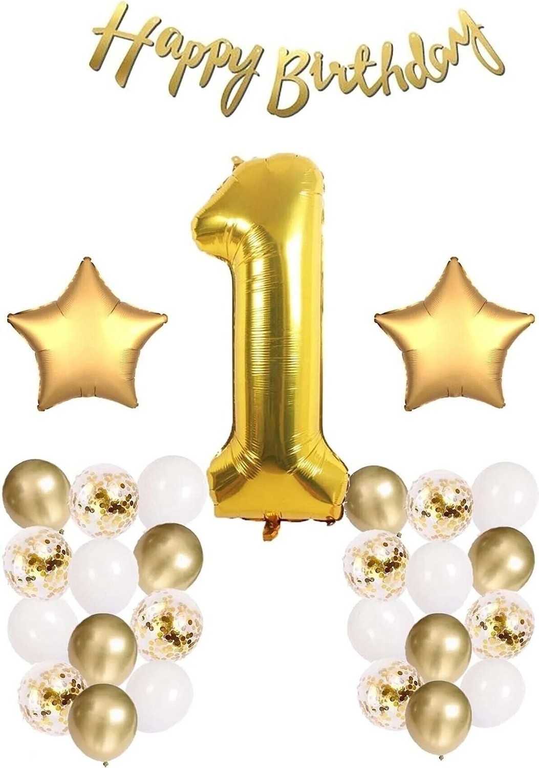 Feyza Design Gold Konsept Yaş Doğum Günü Seti Balon ve Rakam Folyo