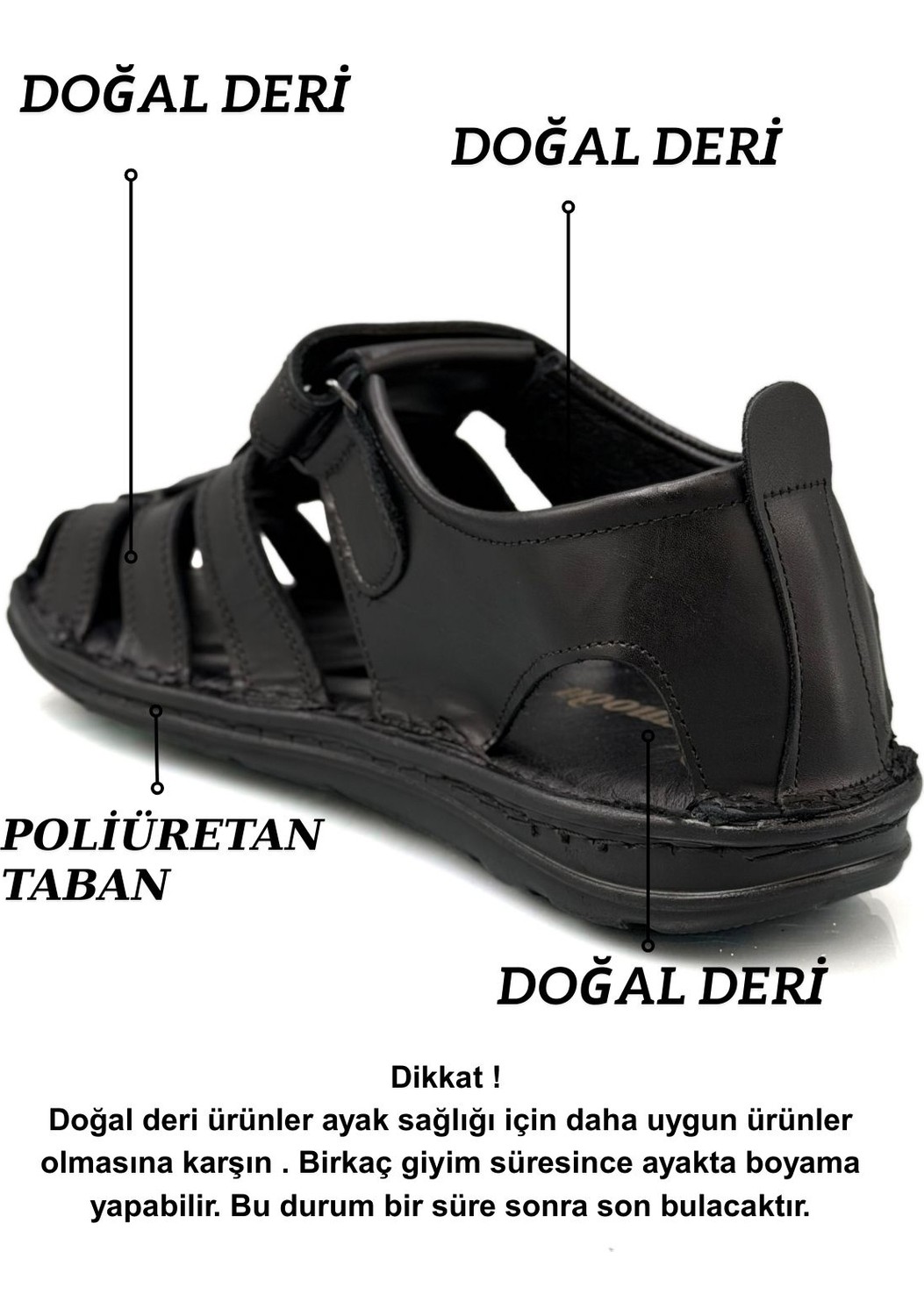 Sermoda %100 Hakiki Deri Burnu Kapalı Erkek Sandalet Lacivert görsel 6