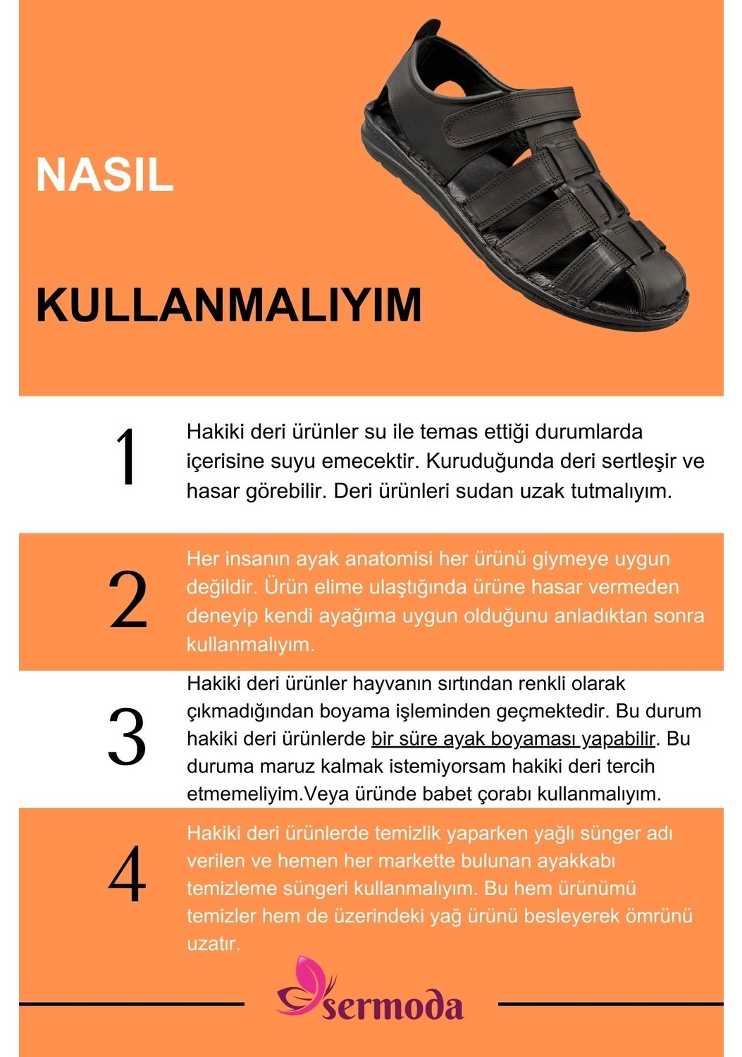 Sermoda %100 Hakiki Deri Burnu Kapalı Erkek Sandalet Lacivert görsel 7
