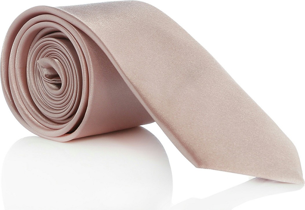 Gaffy Pudra Pembe Slim Fit (Ince) Düz Renk Mendilli Saten Kravat - Ss-39-N