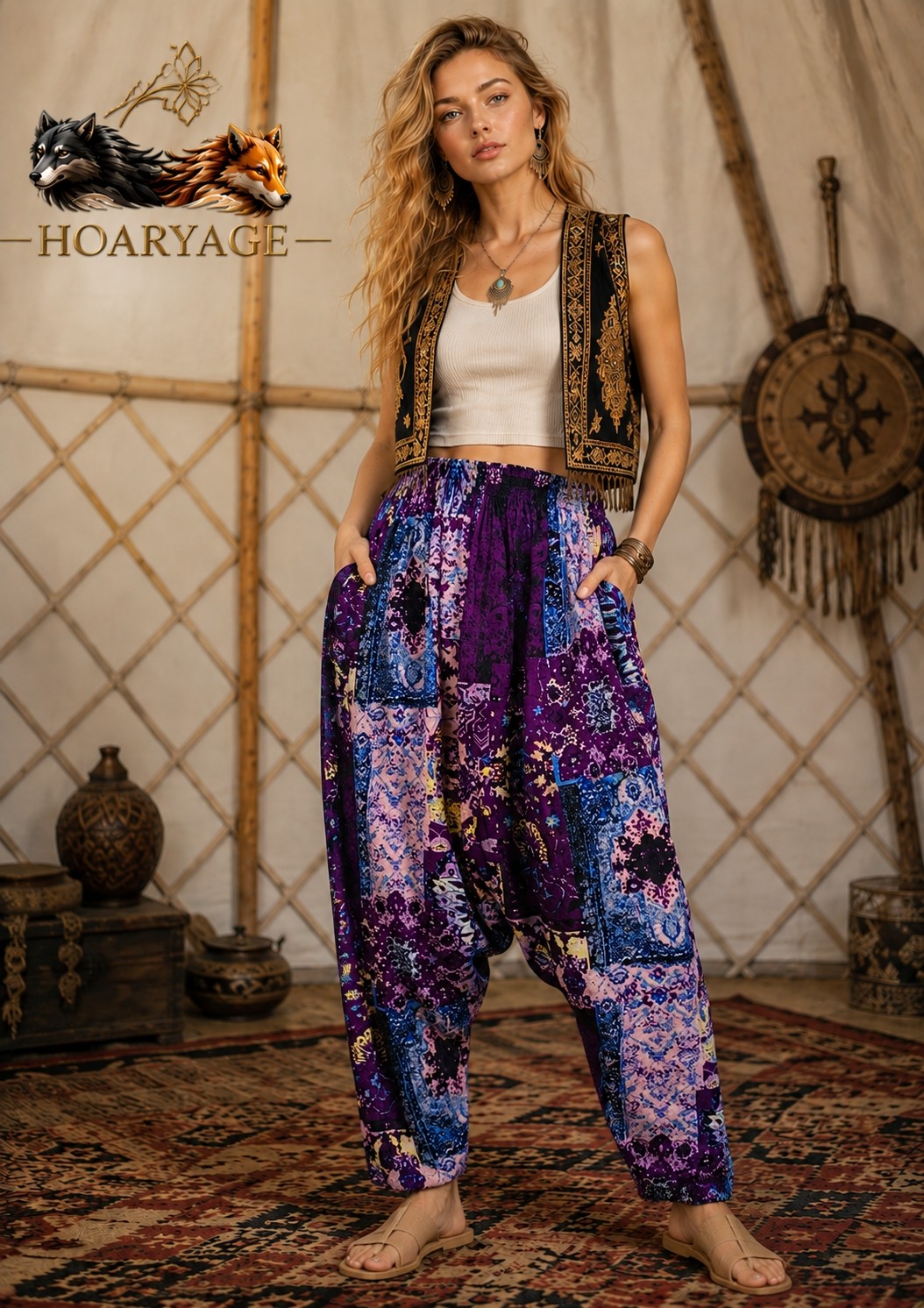 Hoaryage Otantik Köy Şalvarı %100 Pamuk Viskon Çiçek Desenli Rahat Kesim Ağlı Kadın Şalvarı 38BEDEN 100 kg