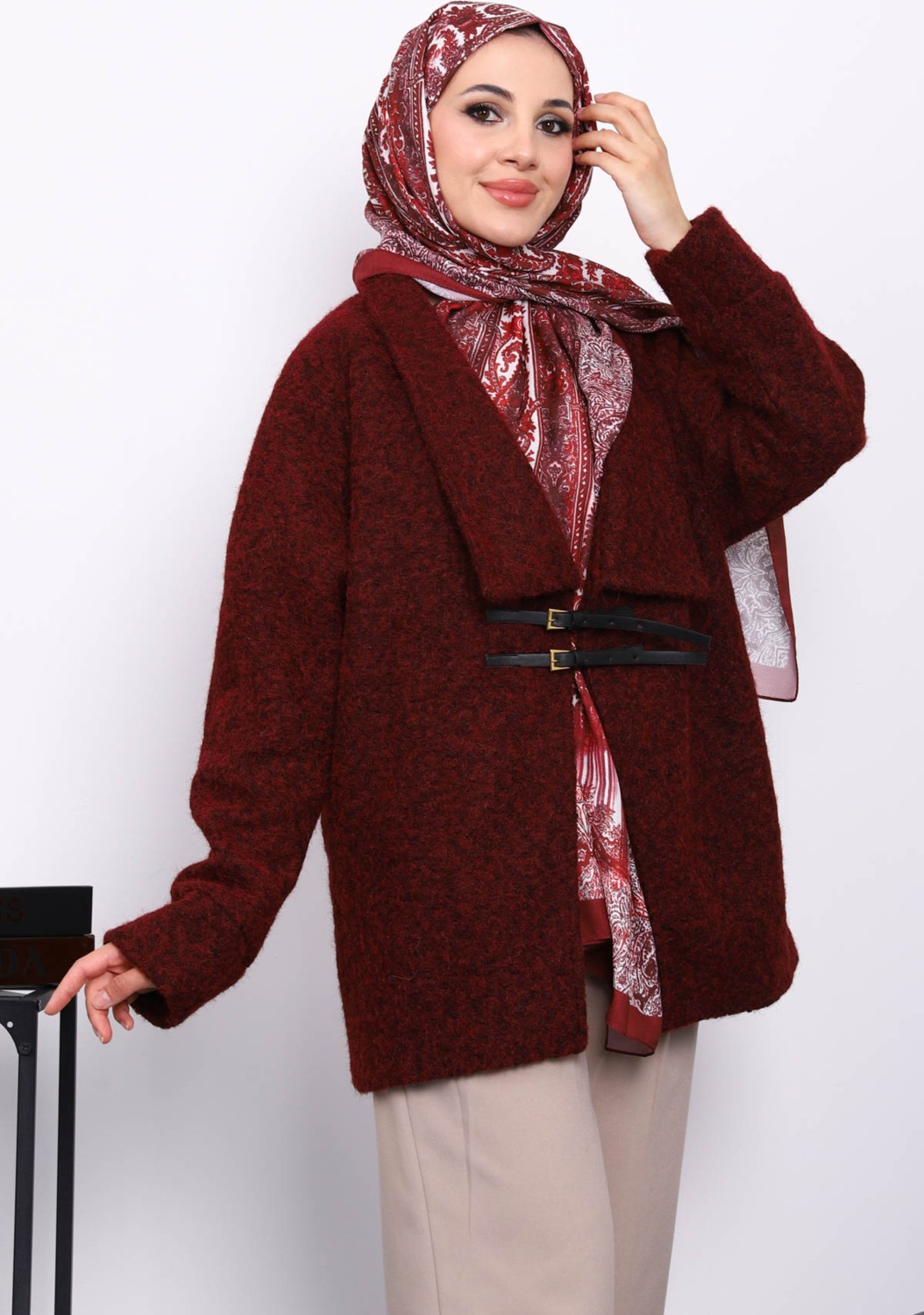 İmaj Butik Haki Kemer Detaylı Kaşe Kaban