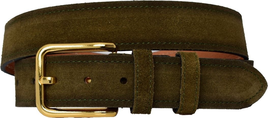 GoDeri %100 Hakiki Deri, Gold Tokalı 4 cm Süet Askeri Yeşil Kadın Kemeri; Kot, Spor Kemer=süet.76.ask.yeşil görsel 4