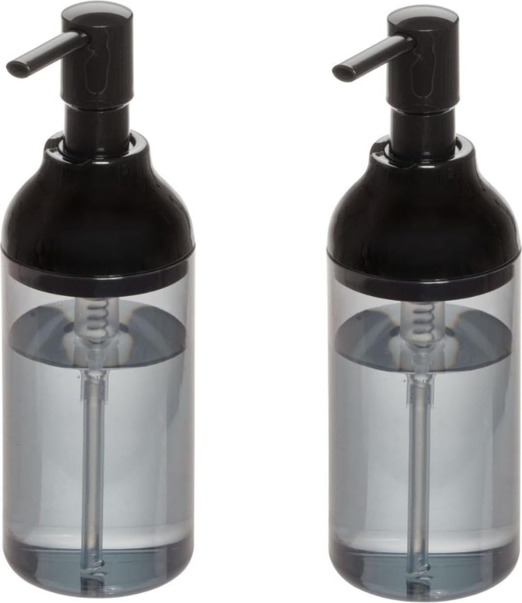 Prime Seti Sıvı Sabunluk 2 Adet Füme Siyah Renkli Akrilik 8X8X16CM 360ML