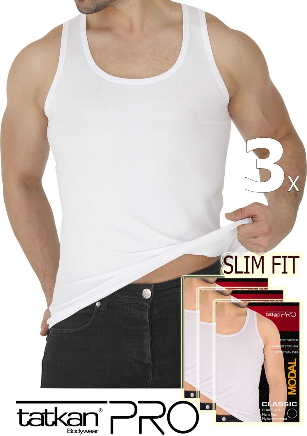 Tatkan Bodywear Tatkan - 3'lü - Askılı Penye Modal Classıc Atlet görsel 5