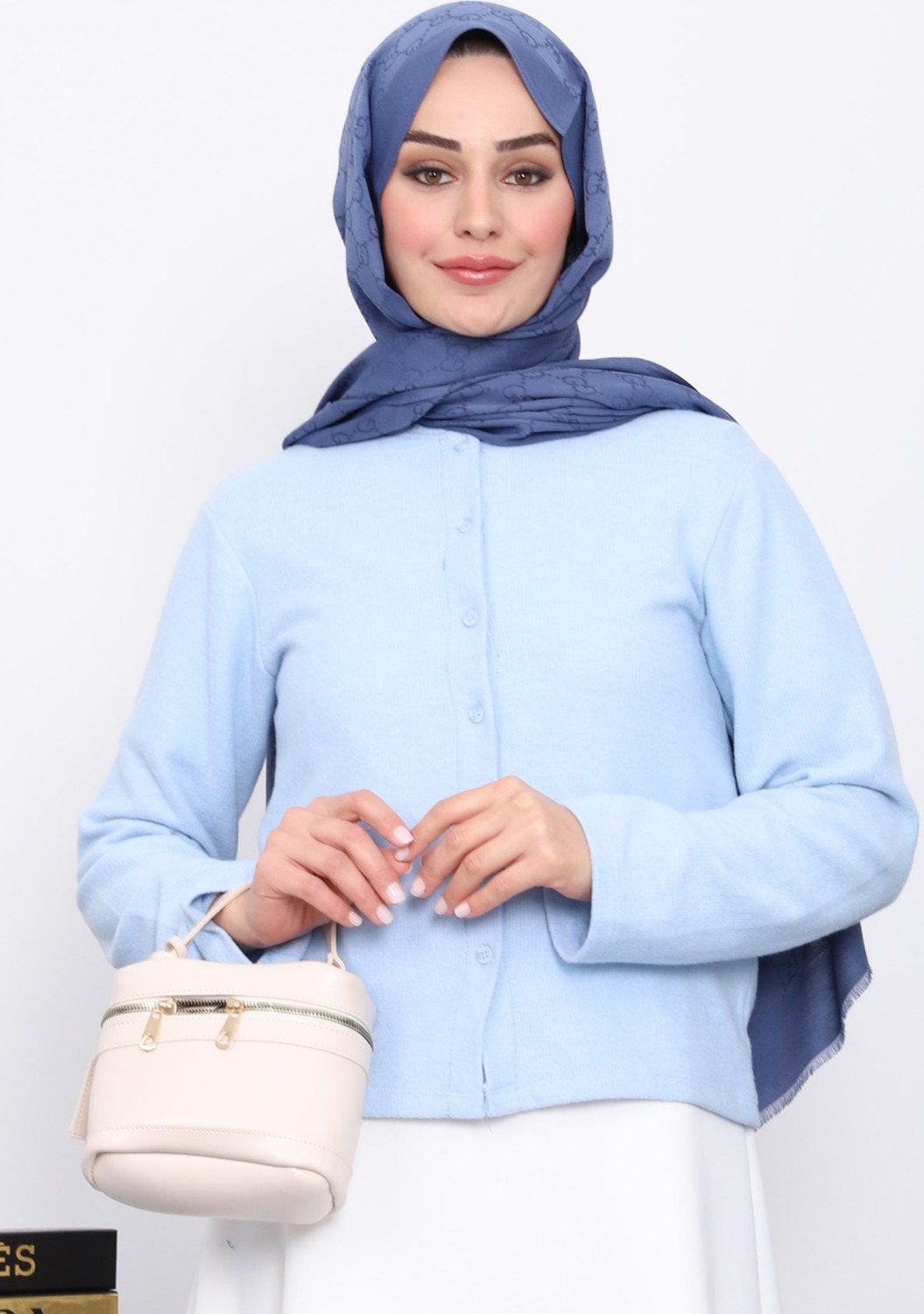İmaj Butik Kahverengi Düğmeli Dokulu Hırka