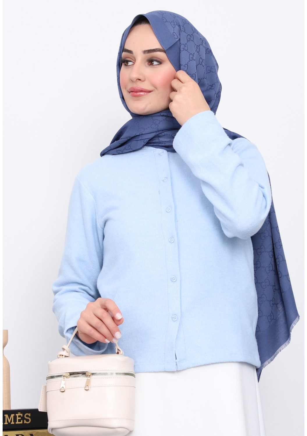 İmaj Butik Kahverengi Düğmeli Dokulu Hırka görsel 3