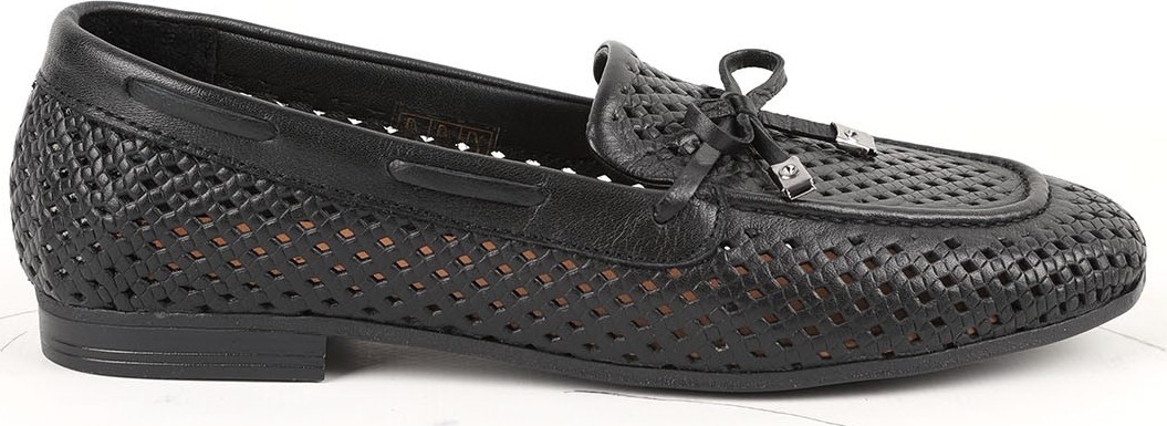 Libero L081.25218 Hakiki Deri Lazer Delikli Metal Uçlu Fiyonklu Esnek Termo Taban Kadın Comfort Loafer Babet görsel 2