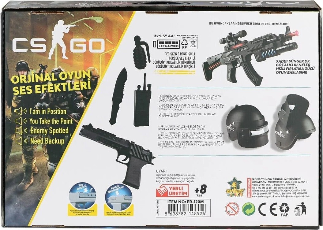 Akıllı Bayi ER-120M Cs Go Kask ve Silah Oyun Seti -Erdem Oyuncak görsel 2