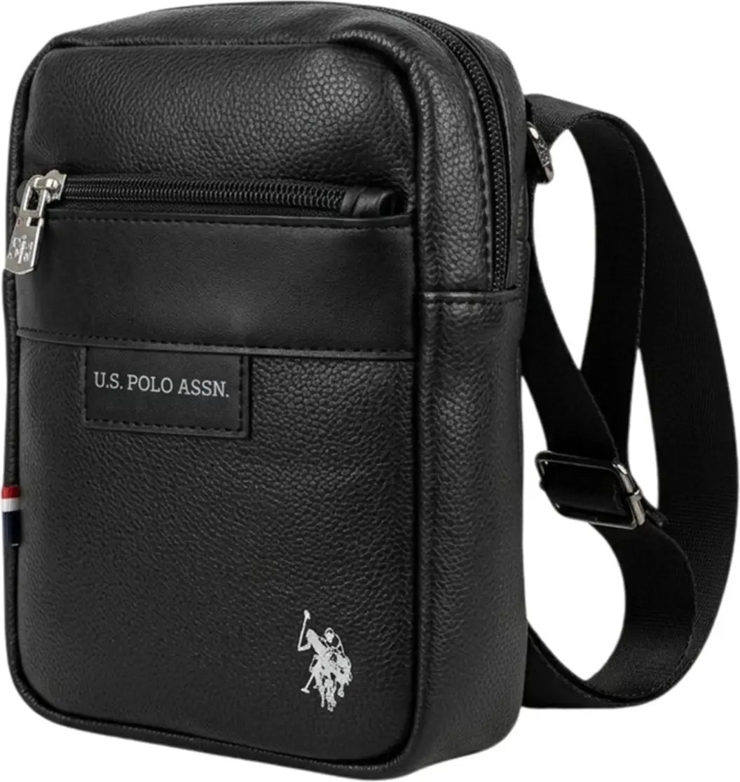 U.S. Polo Assn. Siyah Erkek Crossbody Omuz Çantası 2in1 Sırt Çantası Fermuarlı Günlük Deri Çanta
