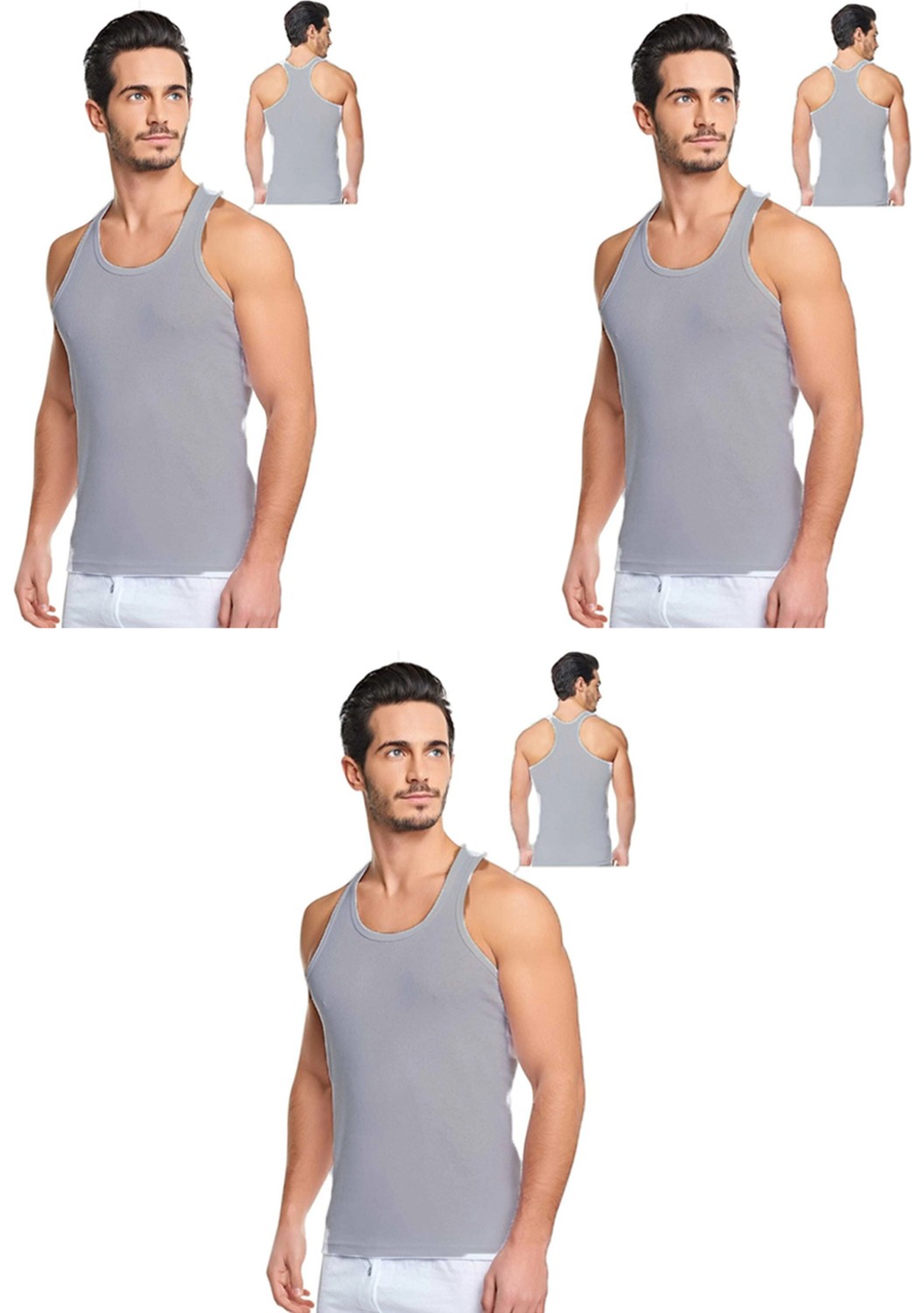 Belifanti Collection Erkek Pamuklu 6'lı Siyah Sporcu Atlet ve 6'lı Gri Boxer 12 Parça Set görsel 8