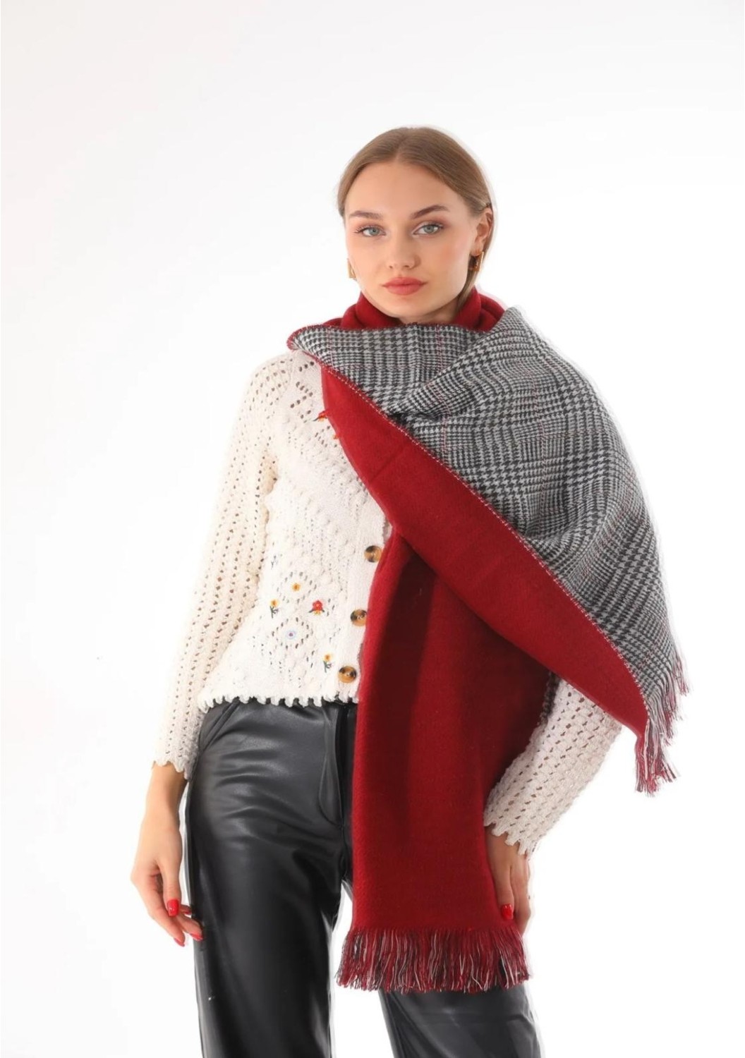 Wearflawless Çift Taraflı Yumuşak Dokulu Şal Atkı görsel 6