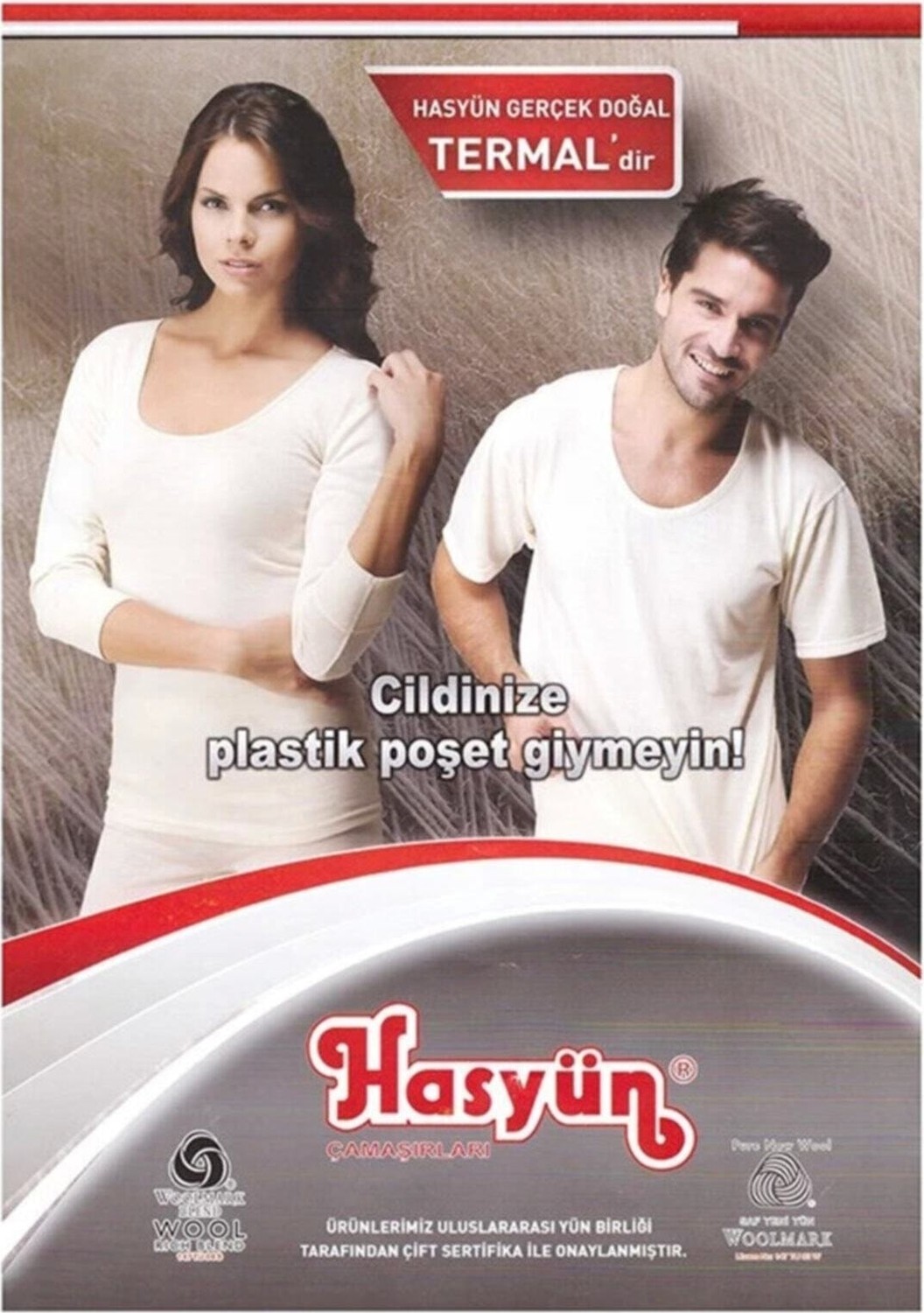 Hasyün Kadın Ribana Biyeli Uzun Kollu Fanila Atlet İçlik %75 Yün Ekru 1 Parça görsel 4