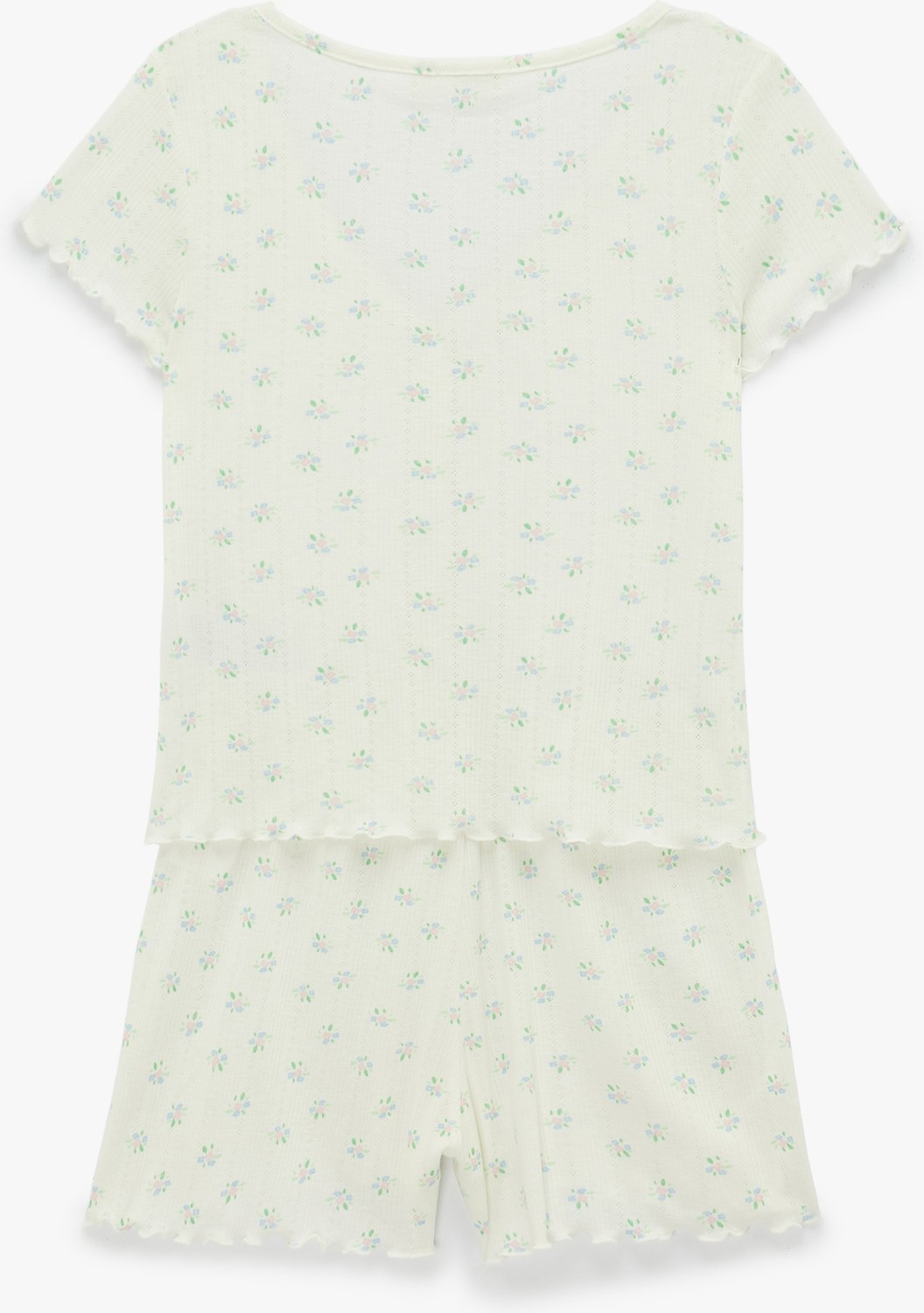 Koton Düğmeli V Yaka Kısa Kollu Desenli Şortlu Pijama Takımı görsel 2