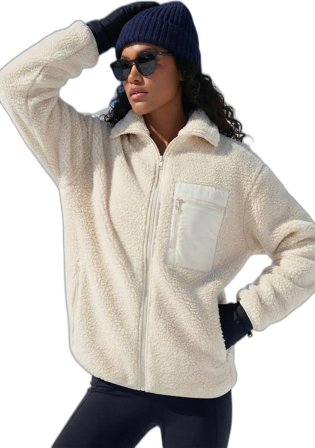 Die Grup Lela Regular Fit Klasik Yaka Göğüs Cep Detaylı Peluş Hırka Polar Bayan Polar 5866437