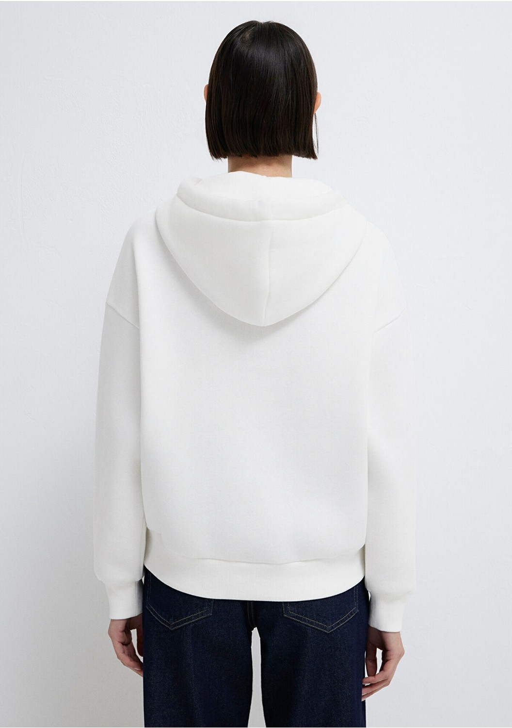 Mavi Logo Baskılı Kapüşonlu Ekru Sweatshirt 168334-81964 görsel 5