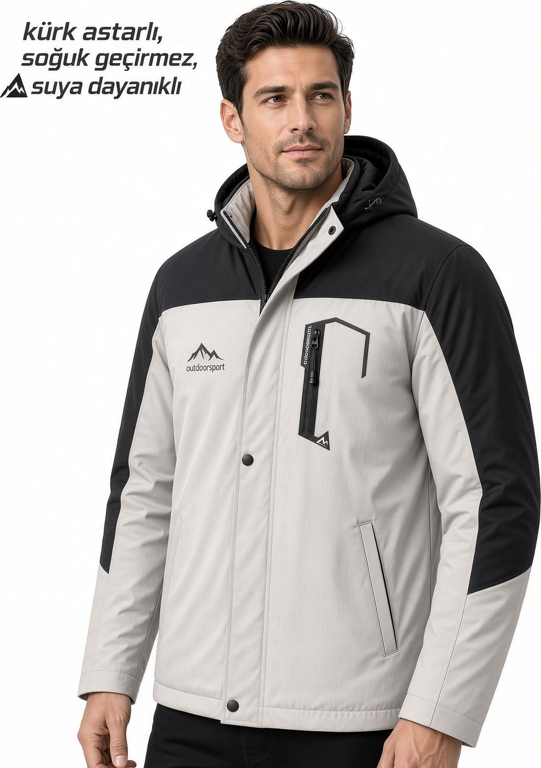 Oksit Tuc 1032 Içi Polar/kürk Astarlı Su Itici Termal Softshell Erkek Mont - Soğuk Geçirmez Spor Kaban görsel 8