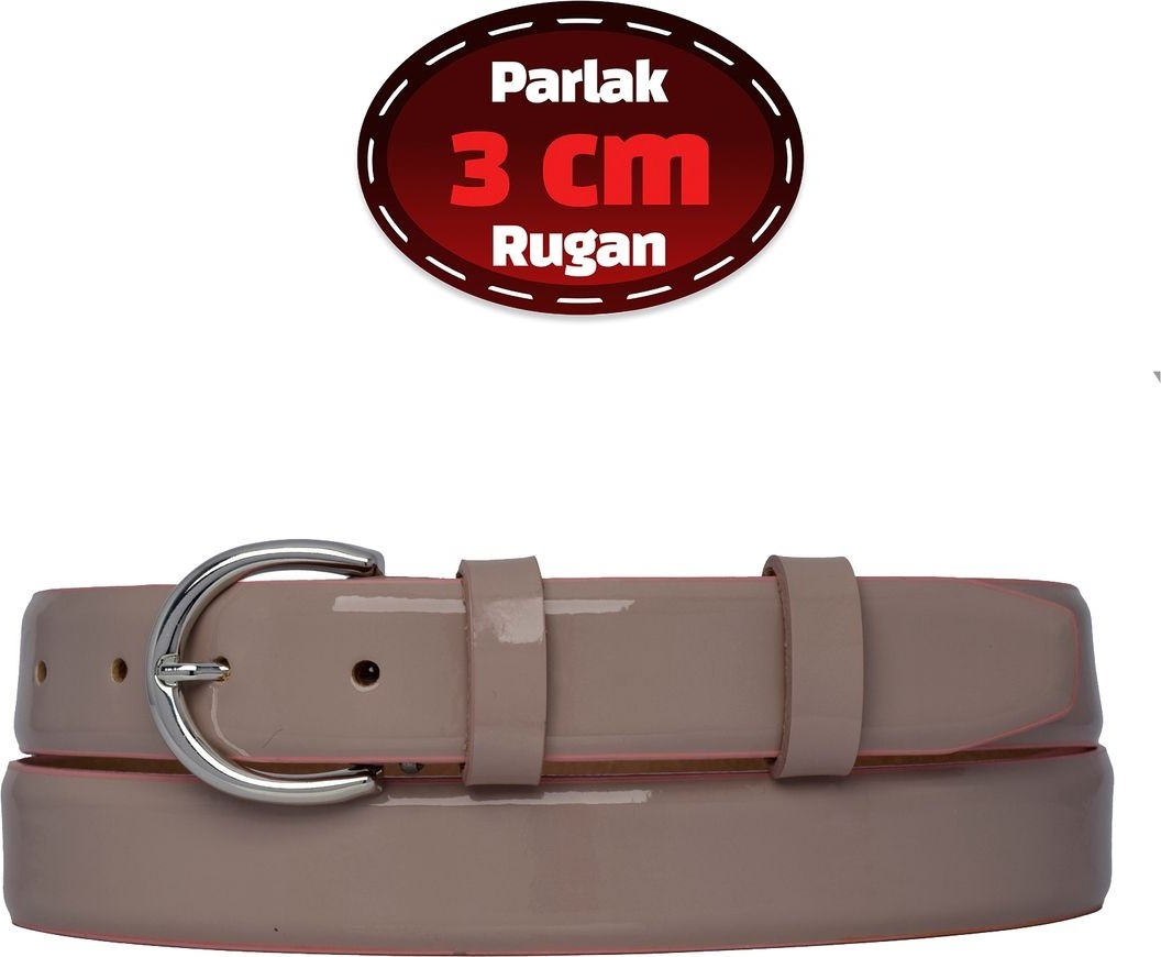 GoDeri %100 Hakiki Deri, 3 cm Siyah Rugan Klasik Kadın Kemeri, Business, Iş Kadını, Kumaş, Takım KEMERI-R01
