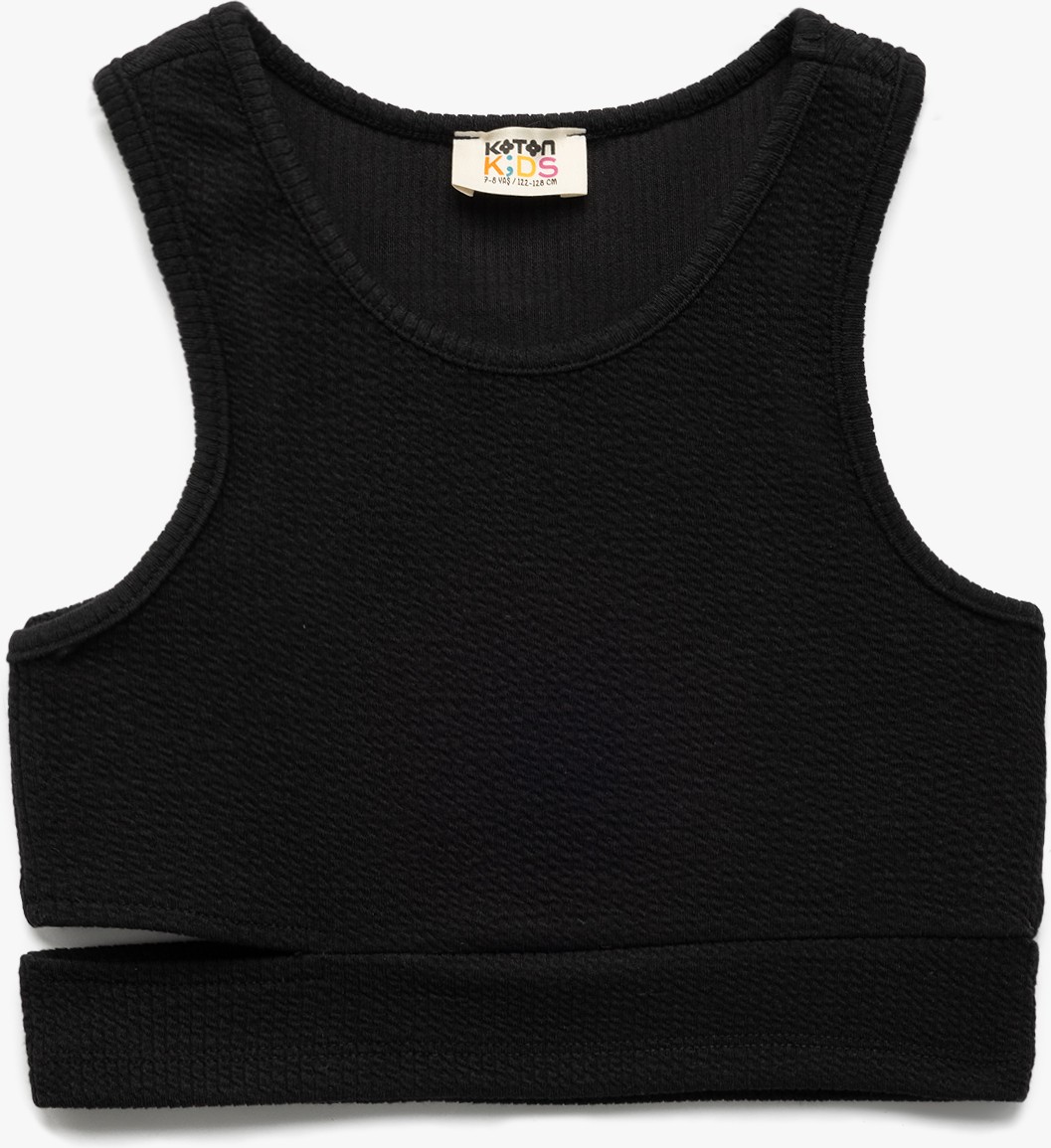 Koton Pencere Detaylı Slim Fit Bürümcük Kolsuz Bisiklet Yaka Crop Atlet