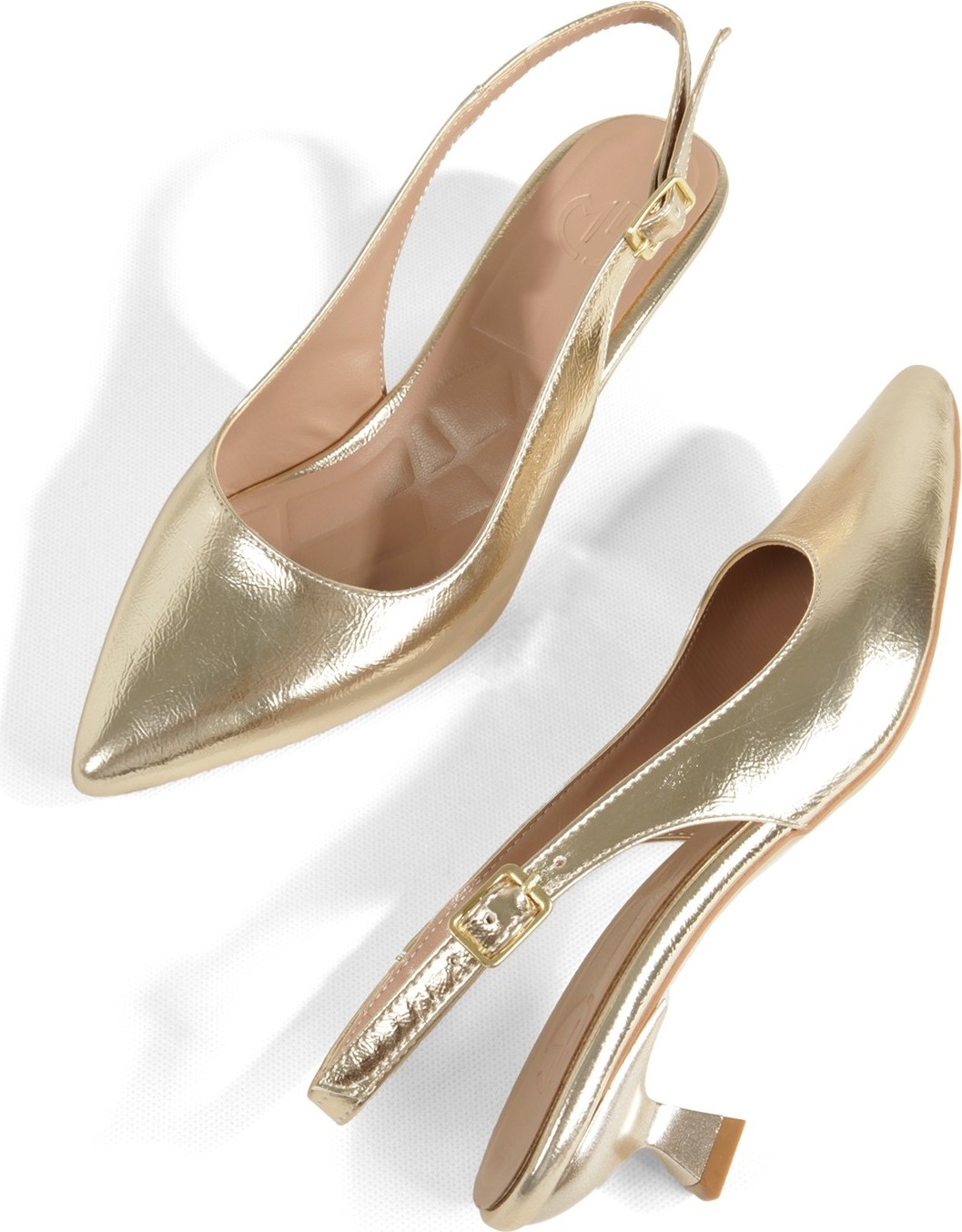Modabuymus Altın Gold Dore Çok Kısa Topuklu Stiletto Sivri Burun Kitten Abiye Ayakkabı Minikas görsel 3