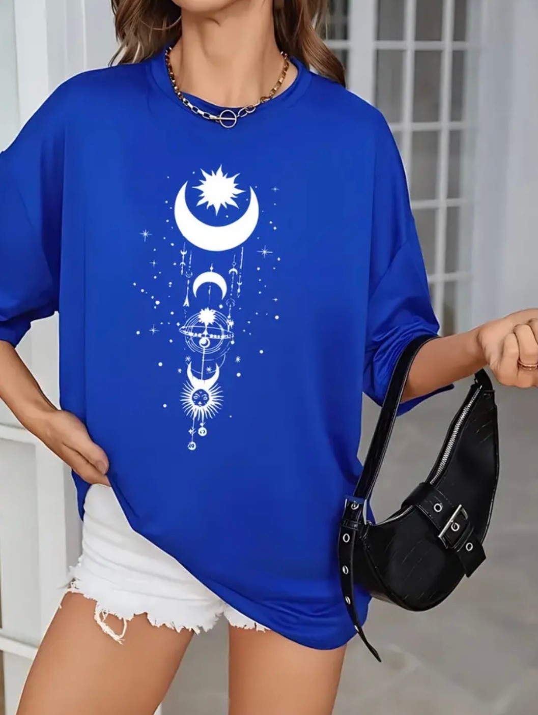 Nigrum Pardus Nıgrum Pardus Yeni Sezon Galaksi Sembol Baskılı %100 Pamuk Büyük Beden Kadın T-Shirt görsel 5