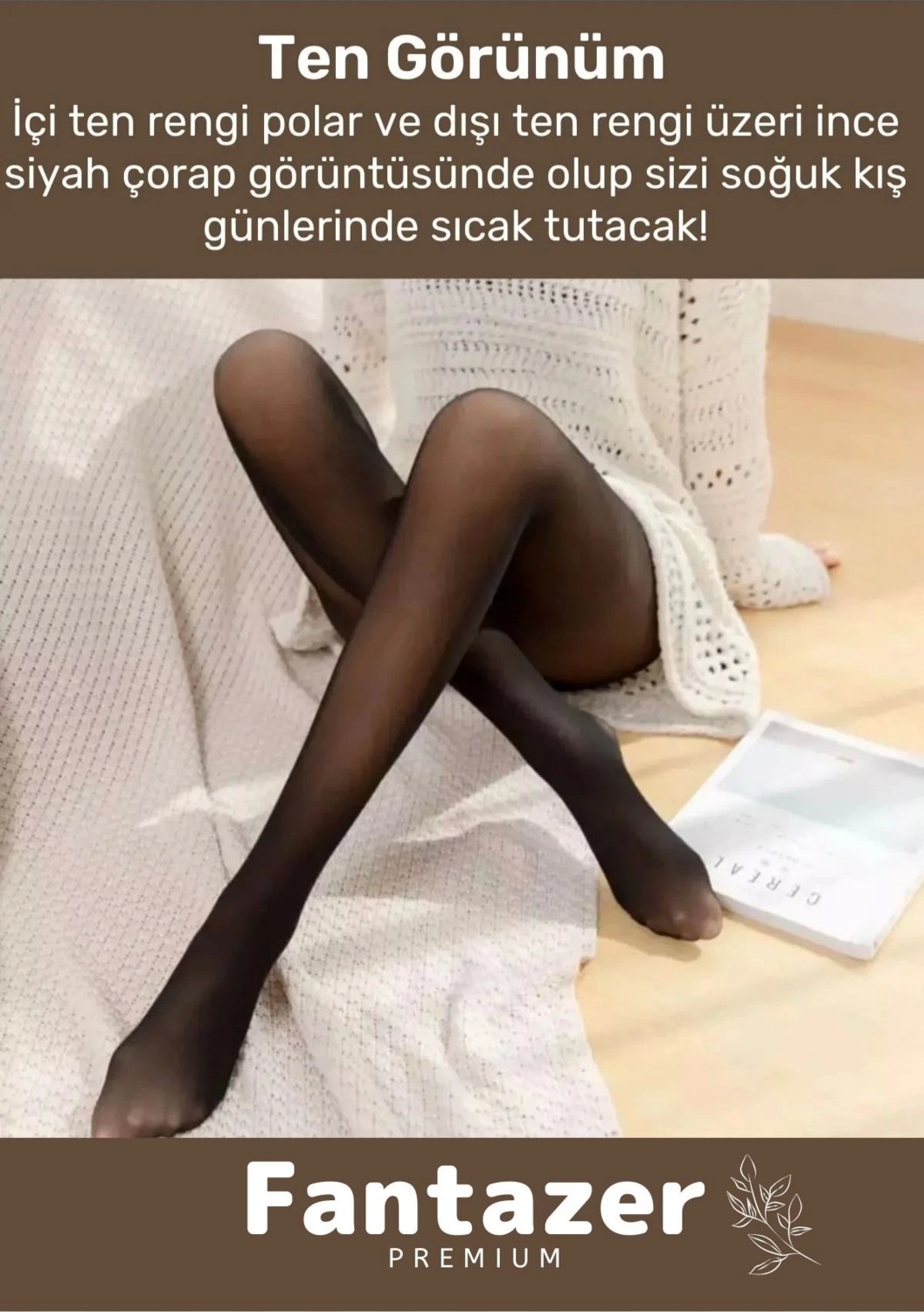 Fantazer Kuasar Series Sıcak Tutan Ince Siyah Çorap Ten Görünümlü Termal Içli Peluş Polarlı Külotlu Çorap görsel 4