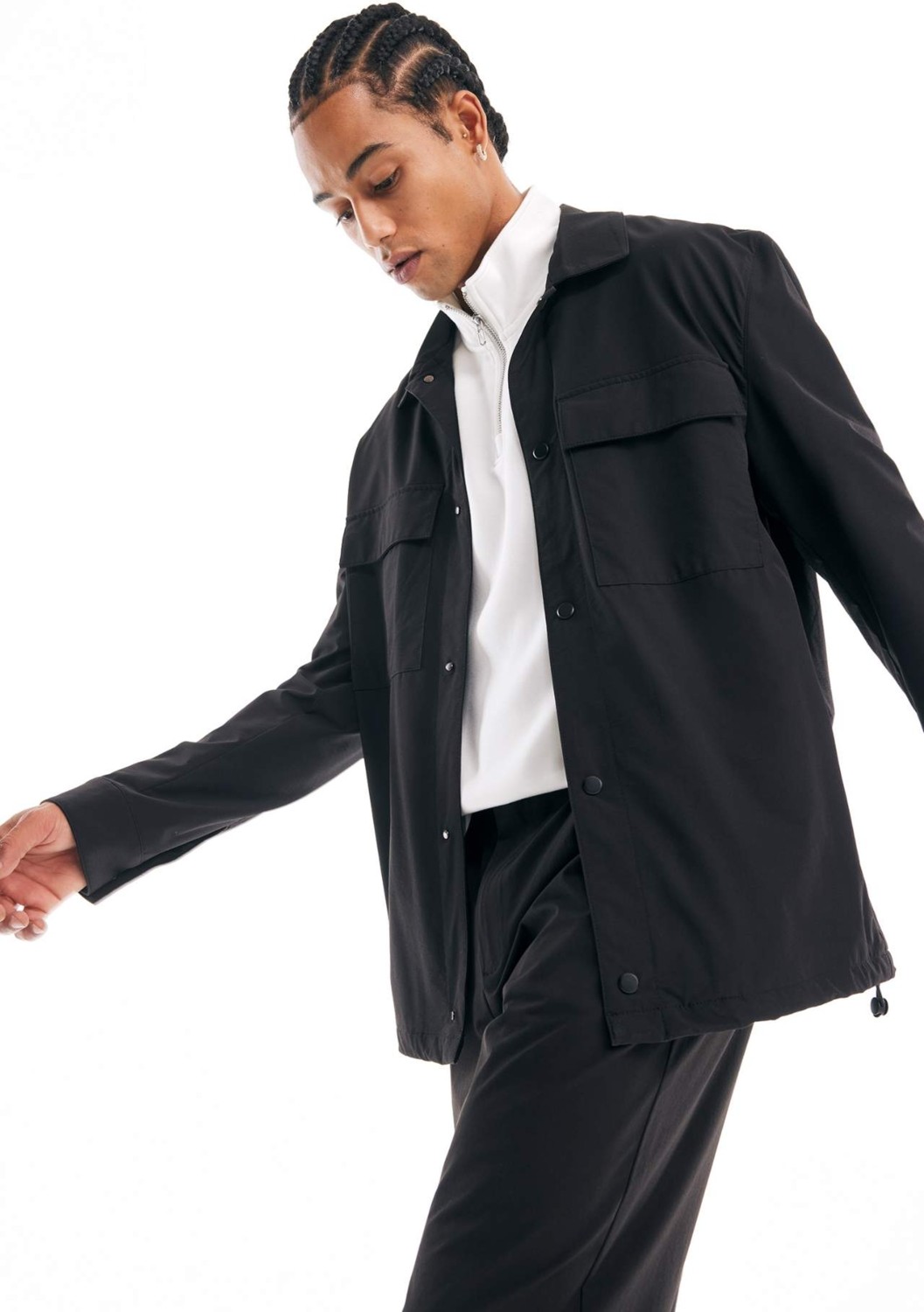 DeFacto Kırışmaz Regular Fit Polo Yaka Çıtçıt Kapamalı Cepli Teknik Gömlek Ceket B7396AX25SP
