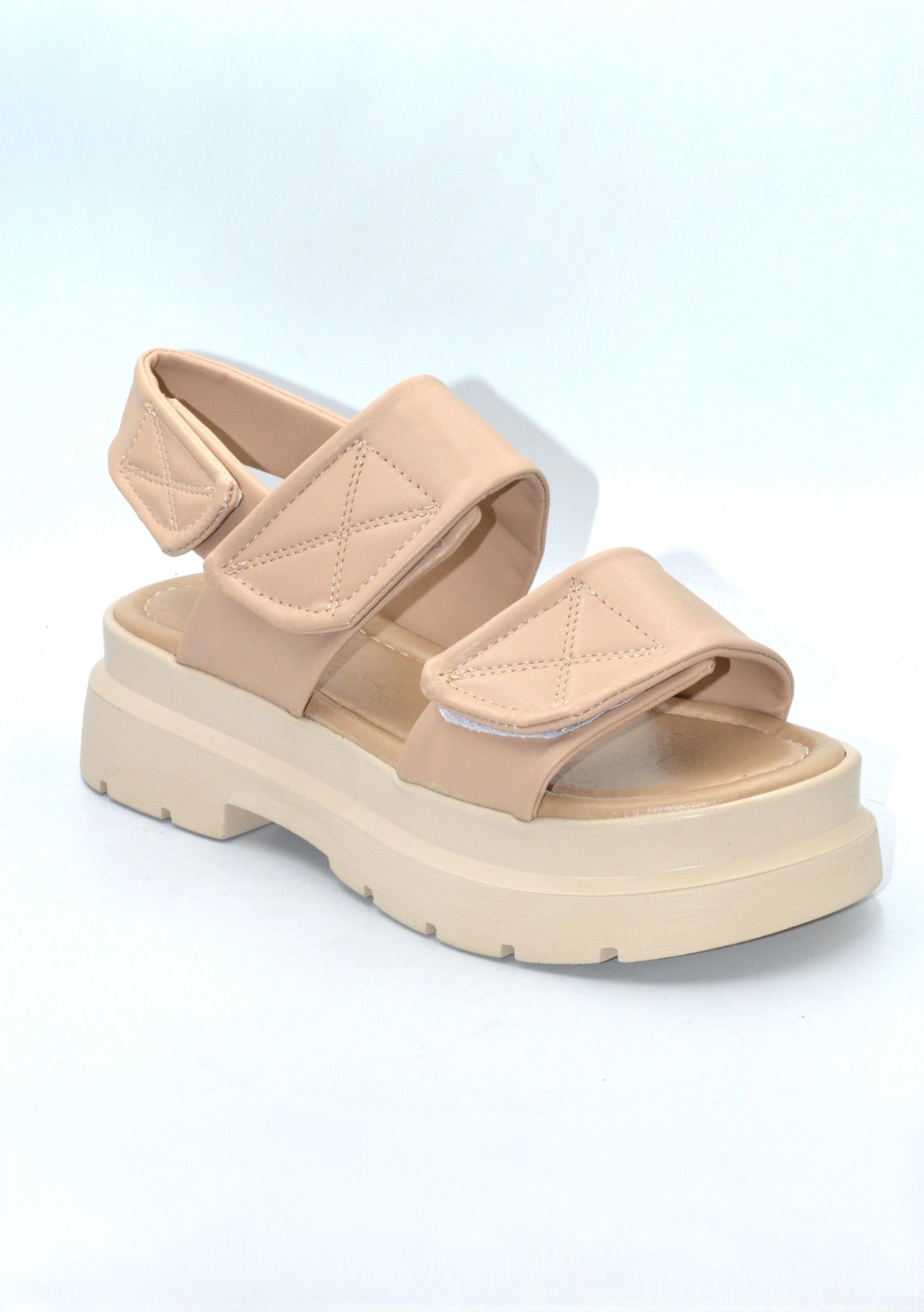 Shoemix Kadın Nut Cırt Cırtlı Kalın Tabanlı Casual Sandalet Günlük Konforlu Yazlık Ayakkabı görsel 4