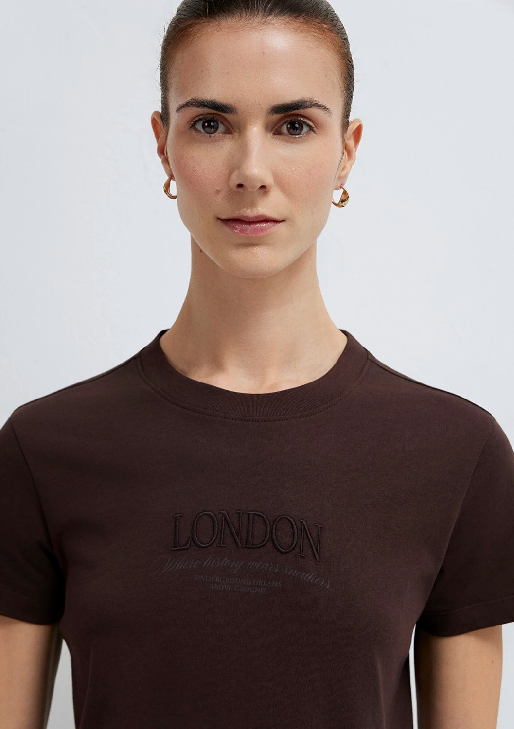Mavi London Baskılı Kahverengi Tişört 1614261-70240 görsel 6