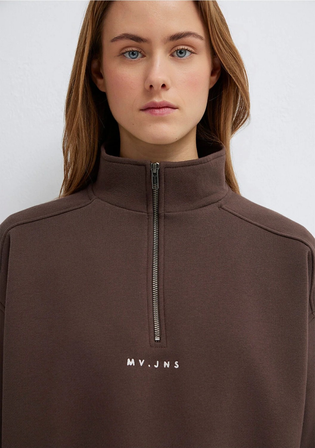 Mavi Mvjns Nakışlı Yarı Fermuarlı Kahverengi Sweatshirt 1S10533-71603 görsel 7