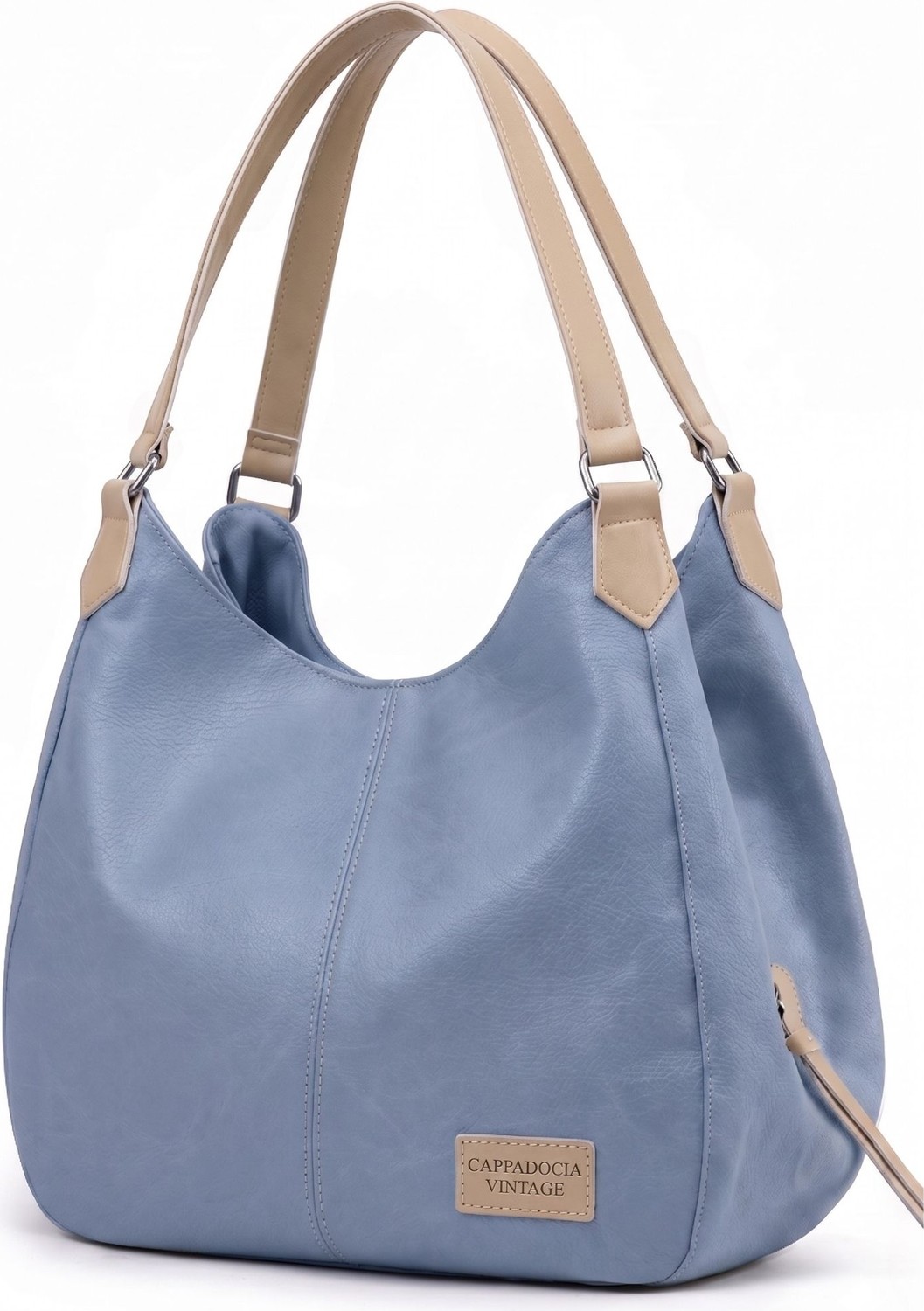 Cappadocia Vintage Myra Kadın Pu Deri Günlük Omuz Çantası Üç Bölmeli Hobo Tote El Çantası