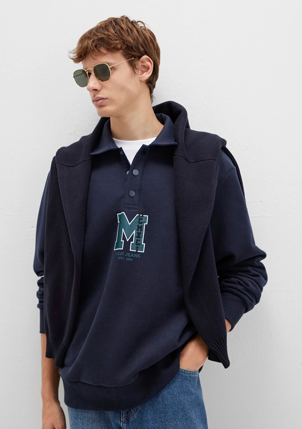 Mavi M Logo Baskılı Lacivert Sweatshirt 0S10494-70490