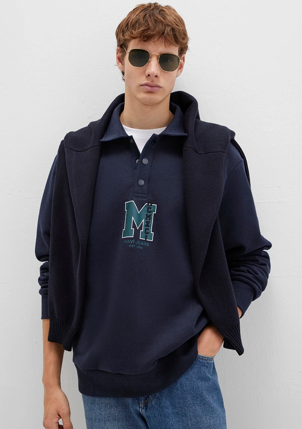 Mavi M Logo Baskılı Lacivert Sweatshirt 0S10494-70490 görsel 2