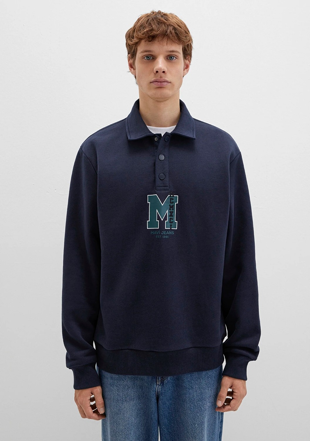 Mavi M Logo Baskılı Lacivert Sweatshirt 0S10494-70490 görsel 3