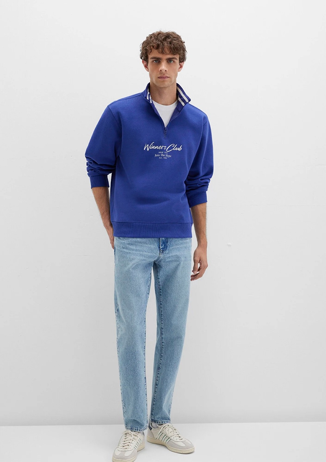 Mavi Winners Club Baskılı Mavi Polo Sweatshirt 0S10488-70695 görsel 2