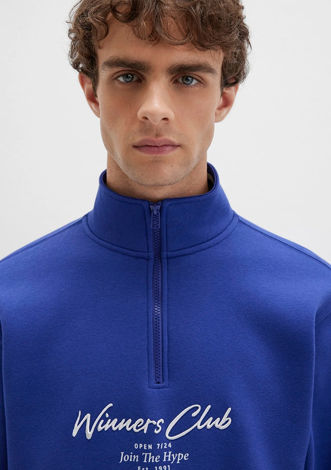 Mavi Winners Club Baskılı Mavi Polo Sweatshirt 0S10488-70695 görsel 6