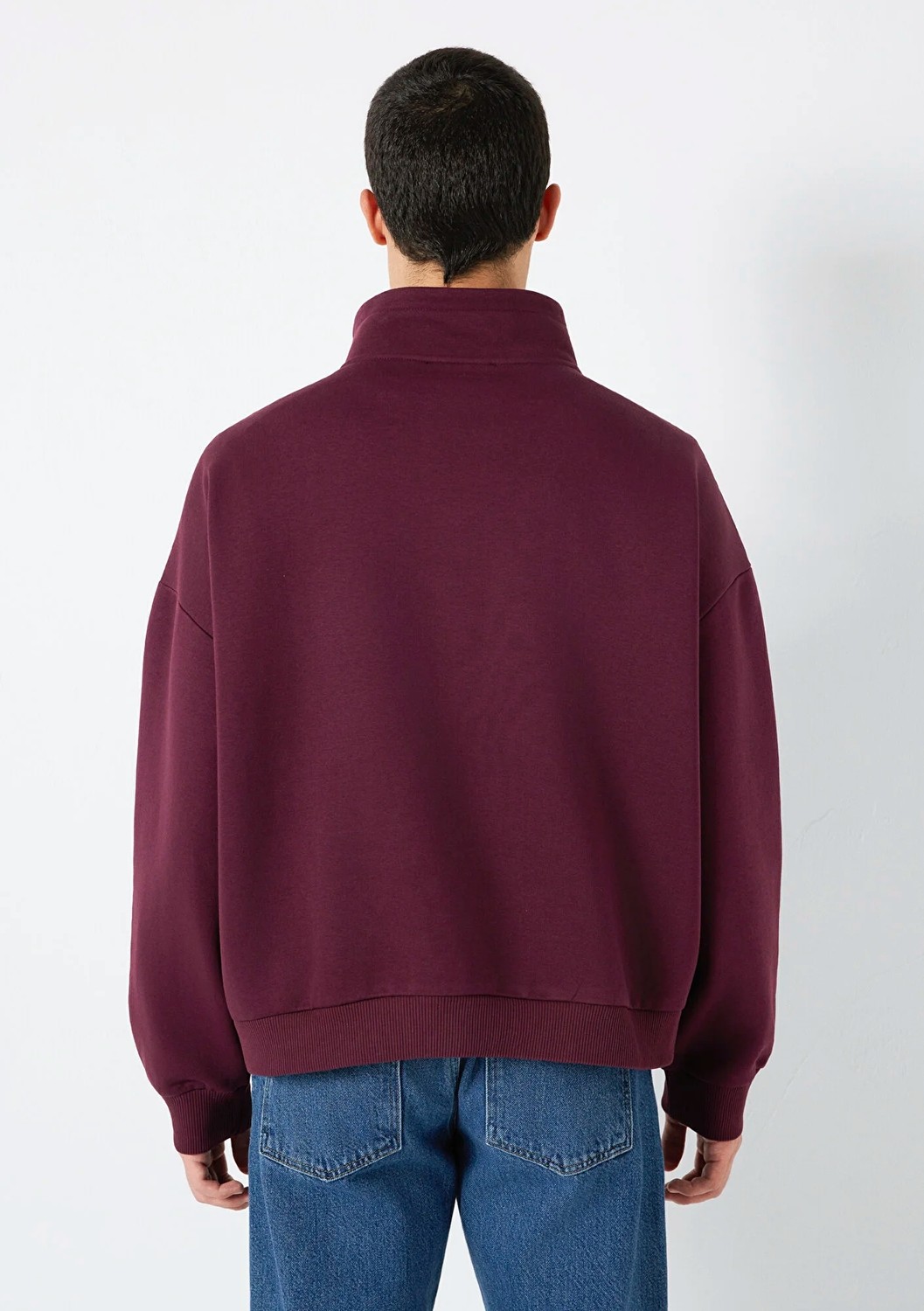 Mavi Logo Baskılı Yarı Fermuarlı Bordo Sweatshirt 0S10208-70434 görsel 5