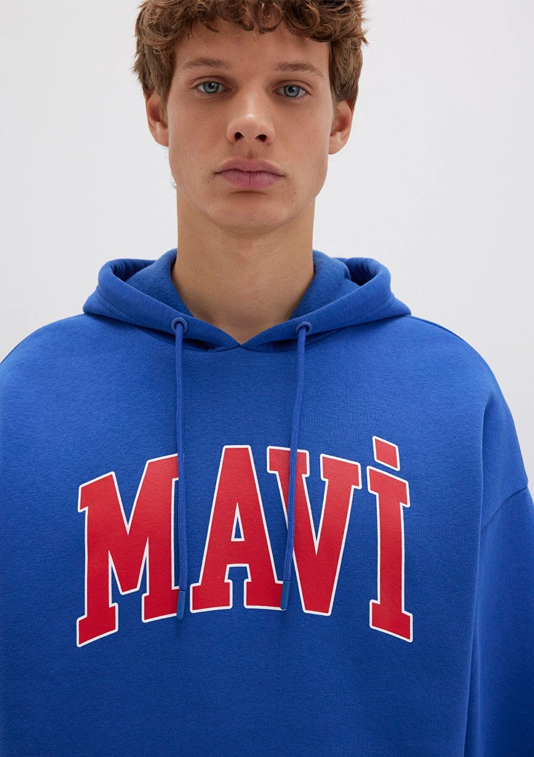 Mavi Logo Baskılı Kapüşonlu Mavi Sweatshirt 067149-70907 görsel 5
