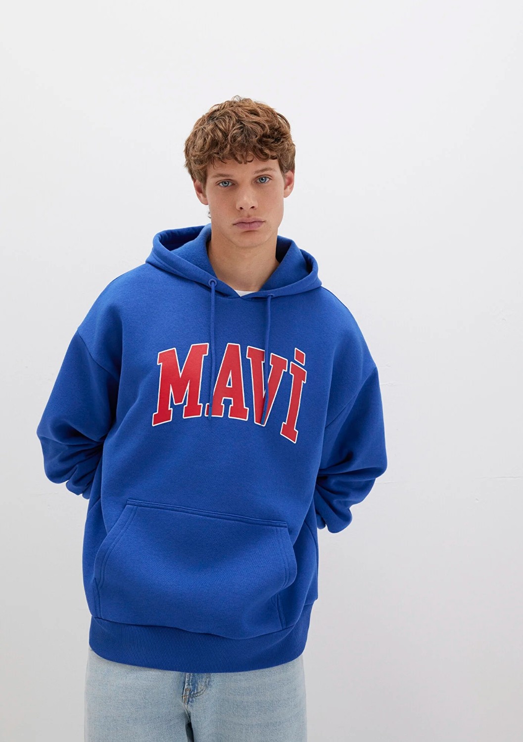 Mavi Logo Baskılı Kapüşonlu Mavi Sweatshirt 067149-70907 görsel 2
