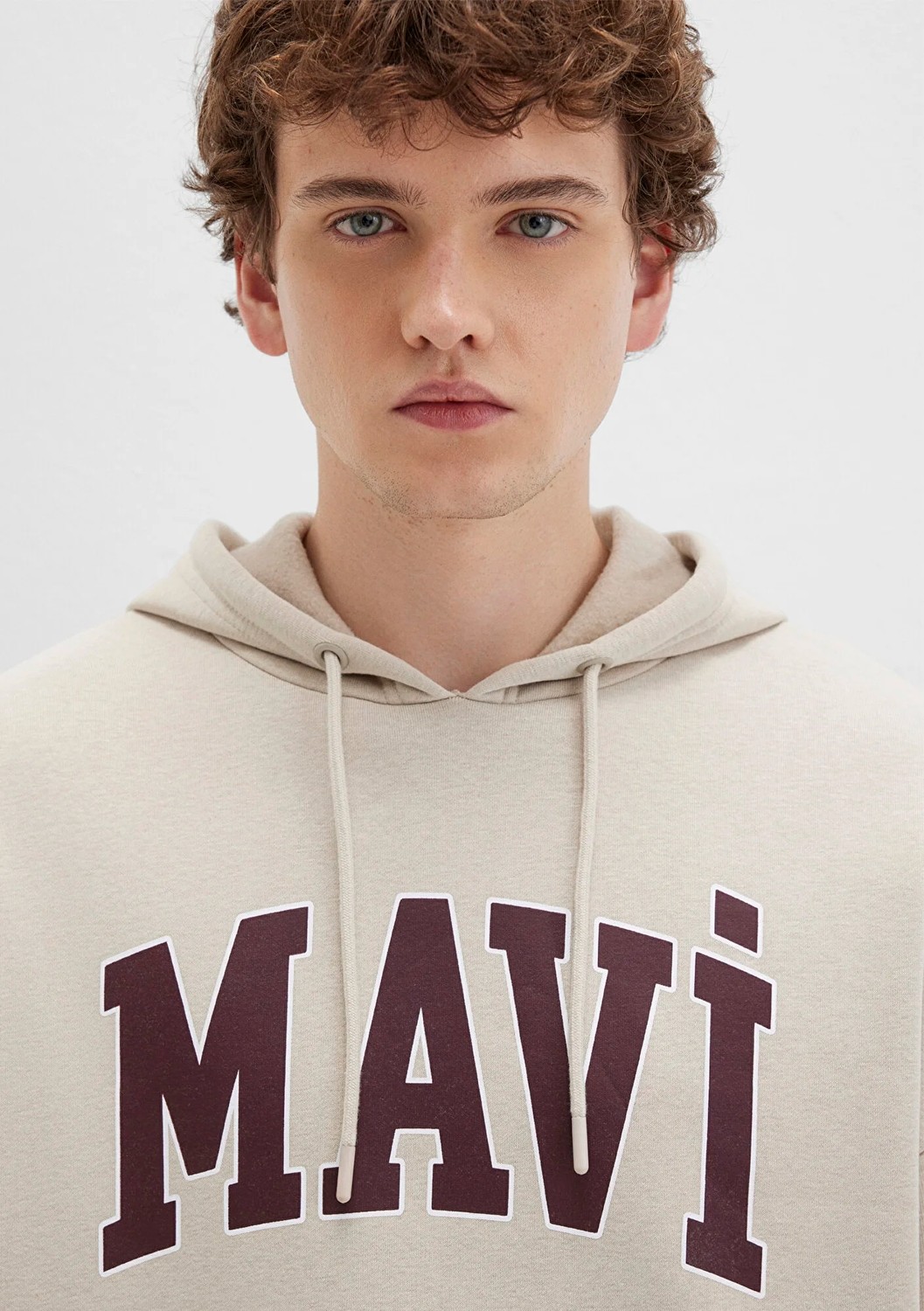 Mavi Logo Baskılı Kapüşonlu Bej Sweatshirt 067149-70004 görsel 6