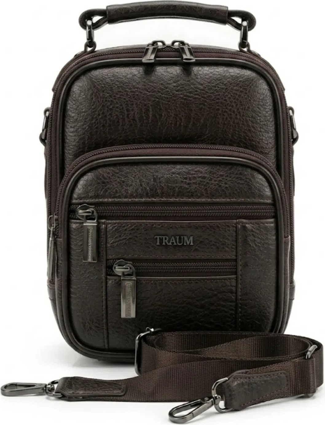 Traum 022 Kasalı Erkek El ve Omuz Askılı Çanta Kahve görsel 4