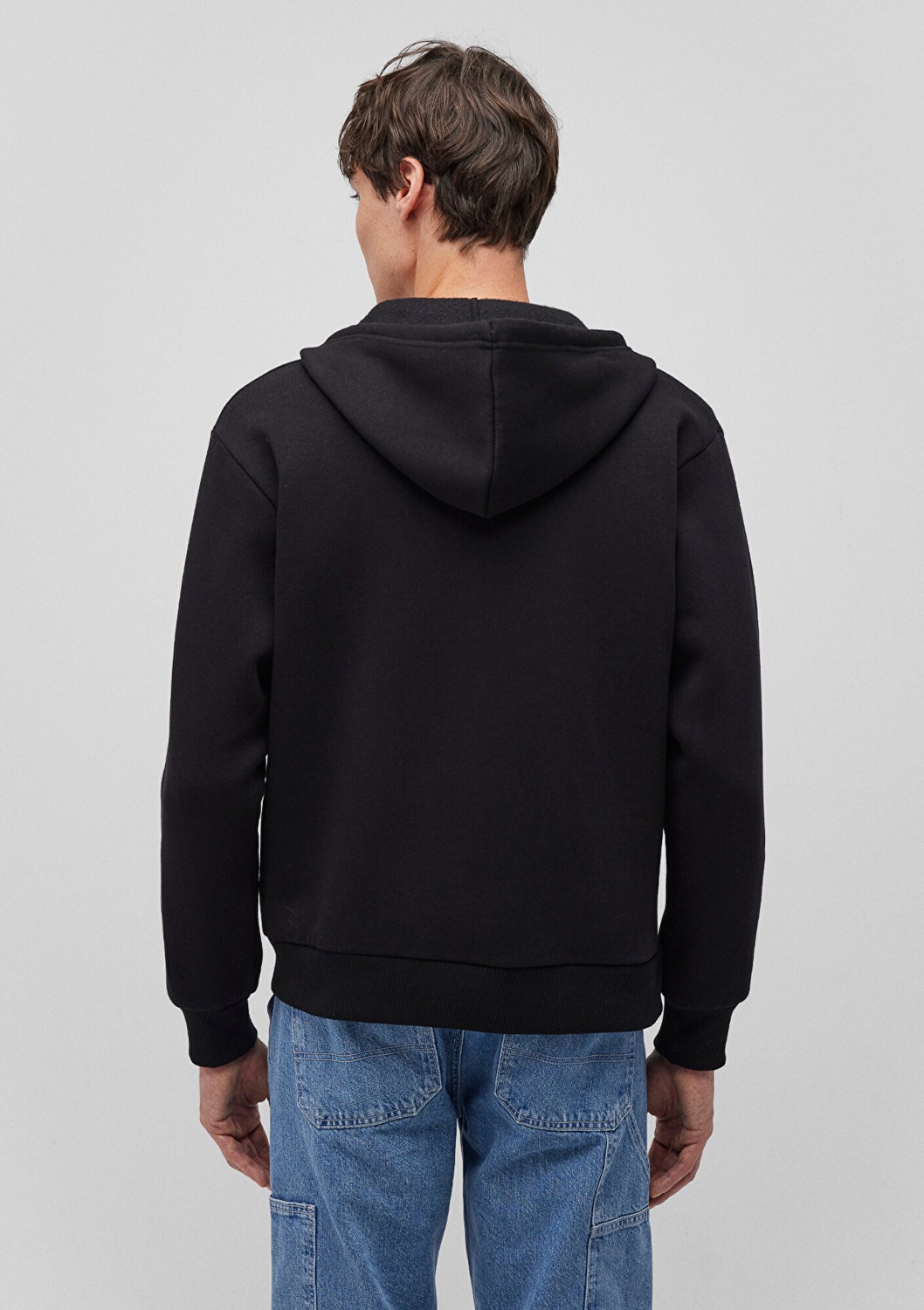 Mavi Logo Baskılı Kapüşonlu Fermuarlı Siyah Sweatshirt 0611715-900 görsel 4