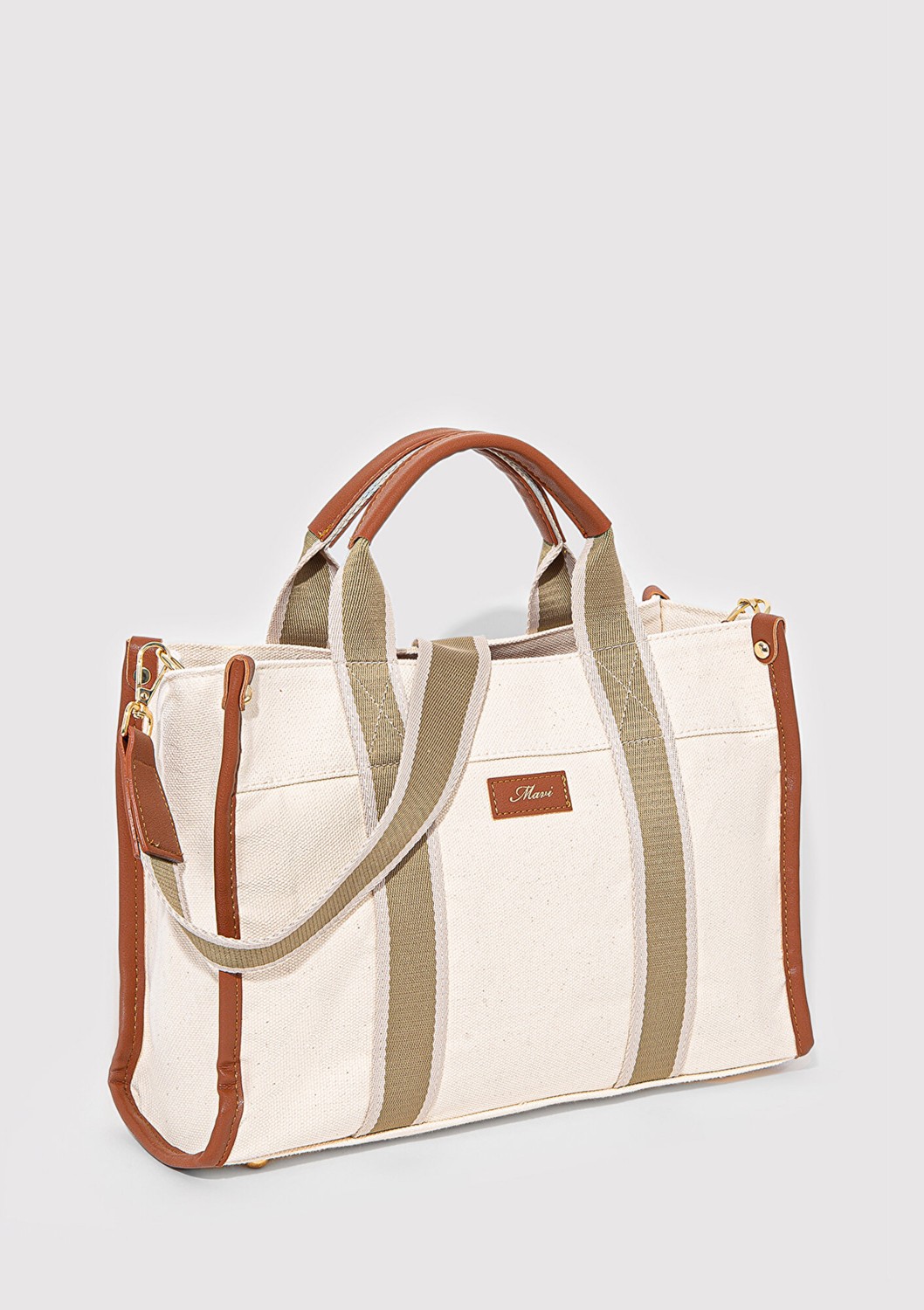 Mavi Ekru Tote Çanta 1912165-34523 görsel 4
